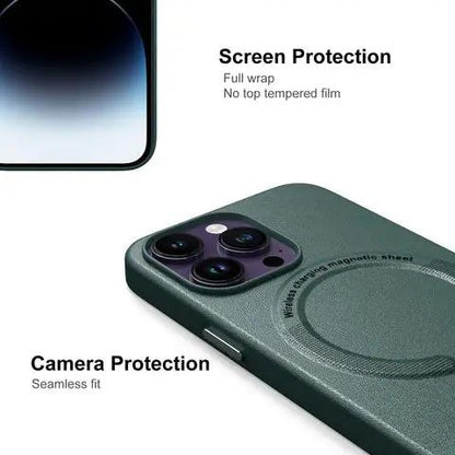 Dark Pink MagSafe Phone Case | Leather Phone Case