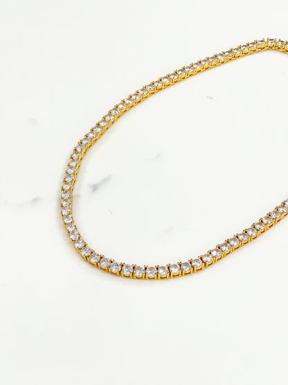 5mm Round Cut Tennis Necklace in Gold